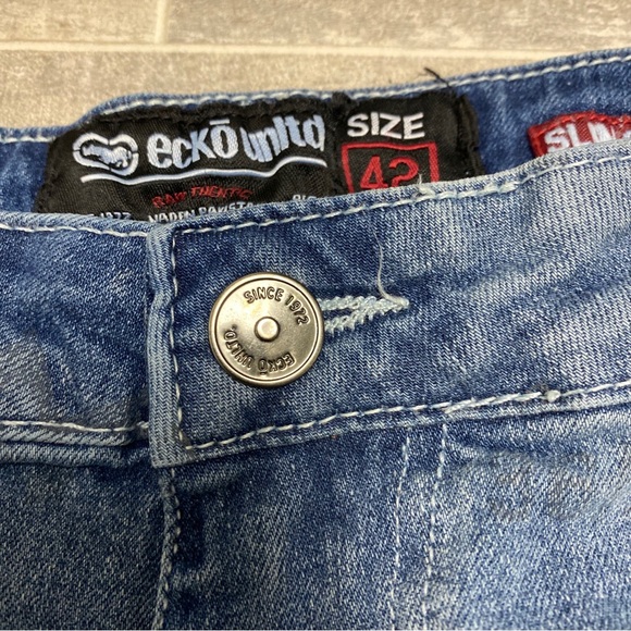 Ecko Unltd Jeans Mens 42x31 (40x31) Slim Straight Hip Hop Rap Streetwear Y2K AOP - Picture 9 of 16
